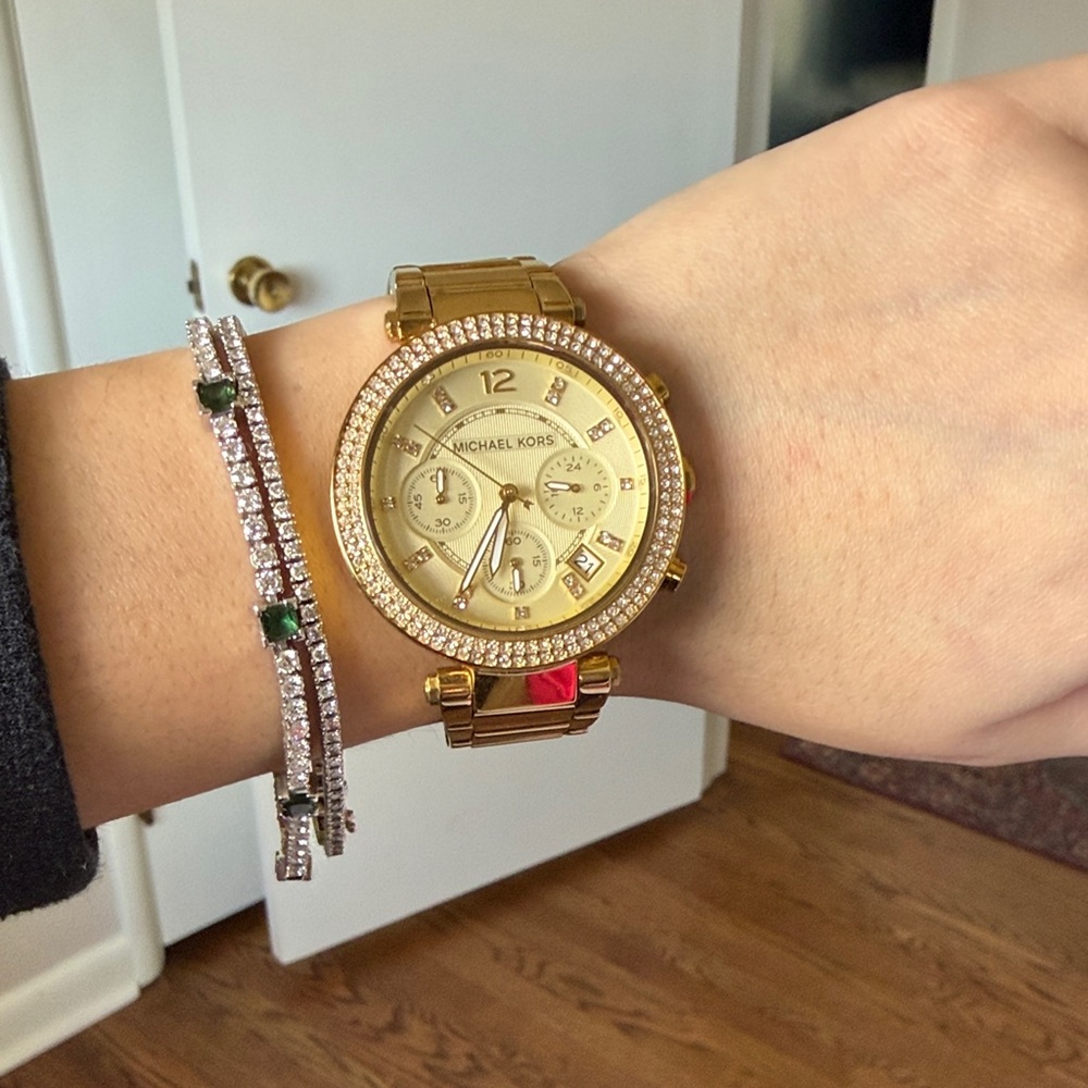 Michael Kors Gold-Tone Watch with Crystal Detailing